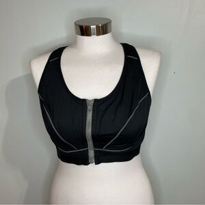 Laisla Sports Racerback Zip Front Black Sports Bra Size 38D
